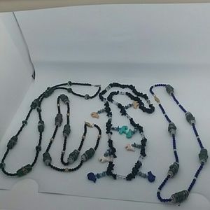 4 piece Handmade Large Beaded Necklace Bundle